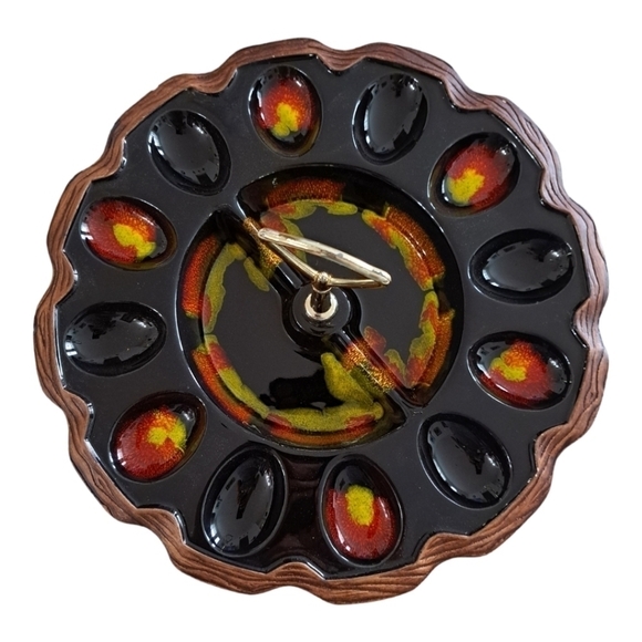 Vintage USA ceramic egg relish plate Sequoia ware 725 treasure craft retro - Picture 5 of 9